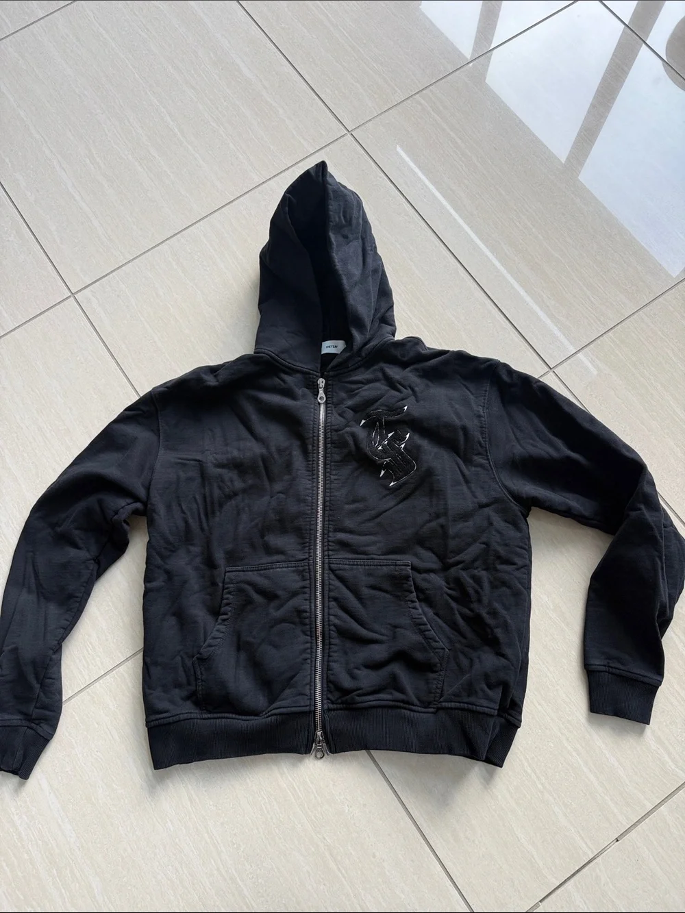 THEYSAY Men's Black Zip-Up Hooded Jacket